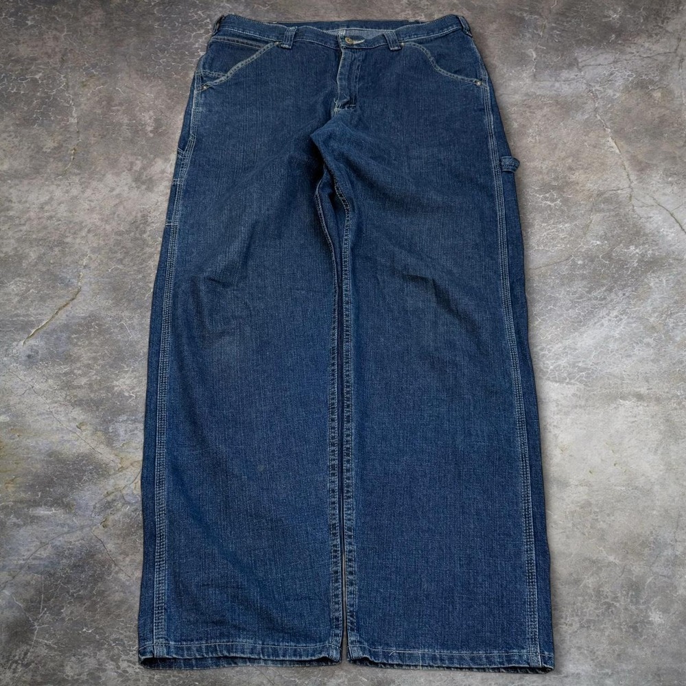 Vintage Lee Dungarees Dark Blue Carpenter Jeans Men's 38x33 Denim Workwear 90s